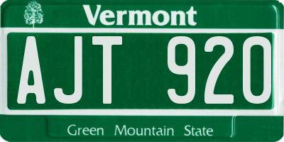 VT license plate AJT920