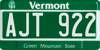 VT license plate AJT922