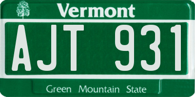 VT license plate AJT931