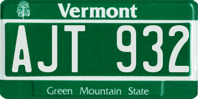 VT license plate AJT932