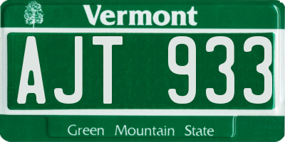 VT license plate AJT933