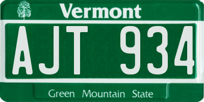 VT license plate AJT934