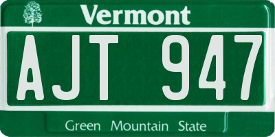 VT license plate AJT947