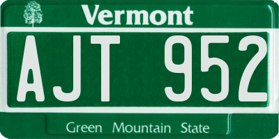 VT license plate AJT952