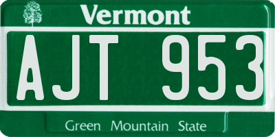 VT license plate AJT953