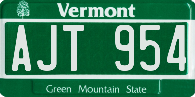 VT license plate AJT954