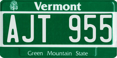 VT license plate AJT955