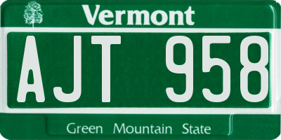 VT license plate AJT958