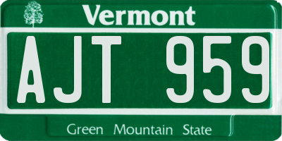 VT license plate AJT959