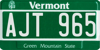 VT license plate AJT965