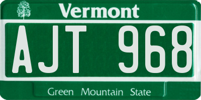 VT license plate AJT968