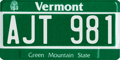 VT license plate AJT981