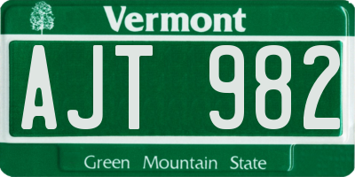 VT license plate AJT982