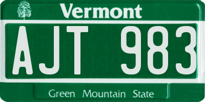 VT license plate AJT983