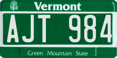 VT license plate AJT984