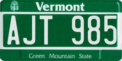VT license plate AJT985