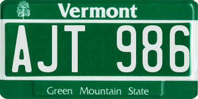 VT license plate AJT986