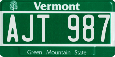 VT license plate AJT987
