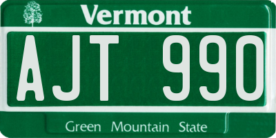 VT license plate AJT990