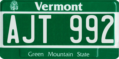 VT license plate AJT992
