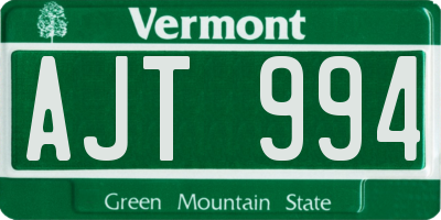 VT license plate AJT994