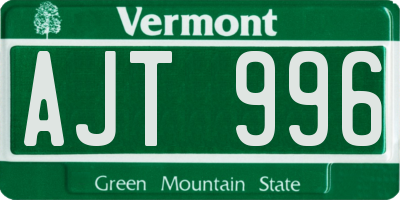 VT license plate AJT996
