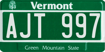 VT license plate AJT997