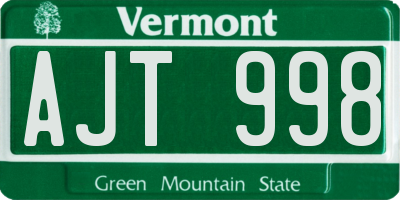 VT license plate AJT998