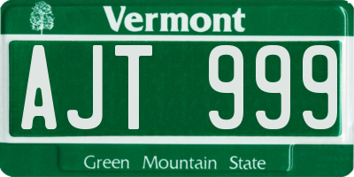 VT license plate AJT999