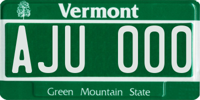 VT license plate AJU000