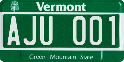 VT license plate AJU001