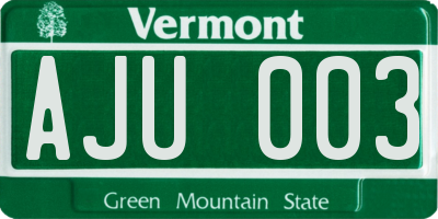VT license plate AJU003