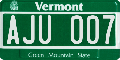 VT license plate AJU007