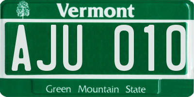 VT license plate AJU010