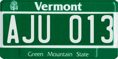VT license plate AJU013