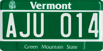 VT license plate AJU014