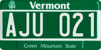 VT license plate AJU021
