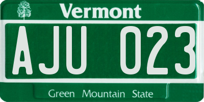 VT license plate AJU023