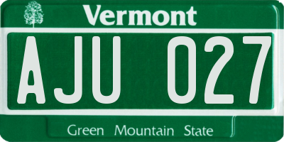 VT license plate AJU027