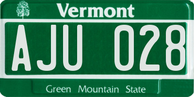 VT license plate AJU028