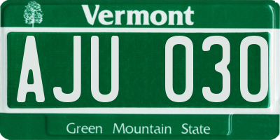 VT license plate AJU030