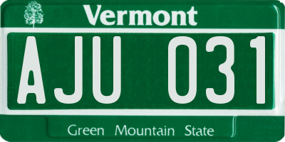VT license plate AJU031