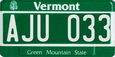VT license plate AJU033