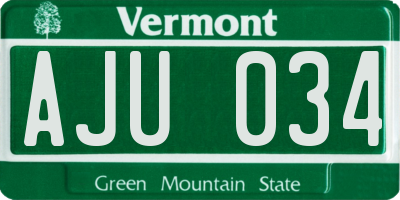VT license plate AJU034