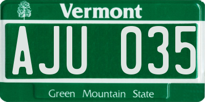 VT license plate AJU035