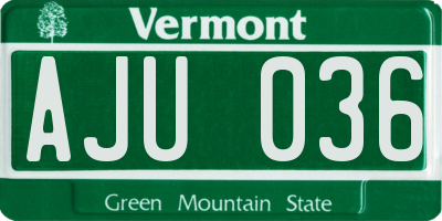 VT license plate AJU036