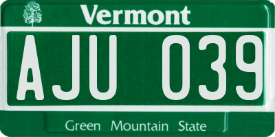 VT license plate AJU039