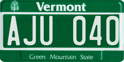 VT license plate AJU040