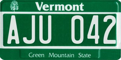 VT license plate AJU042