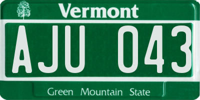 VT license plate AJU043